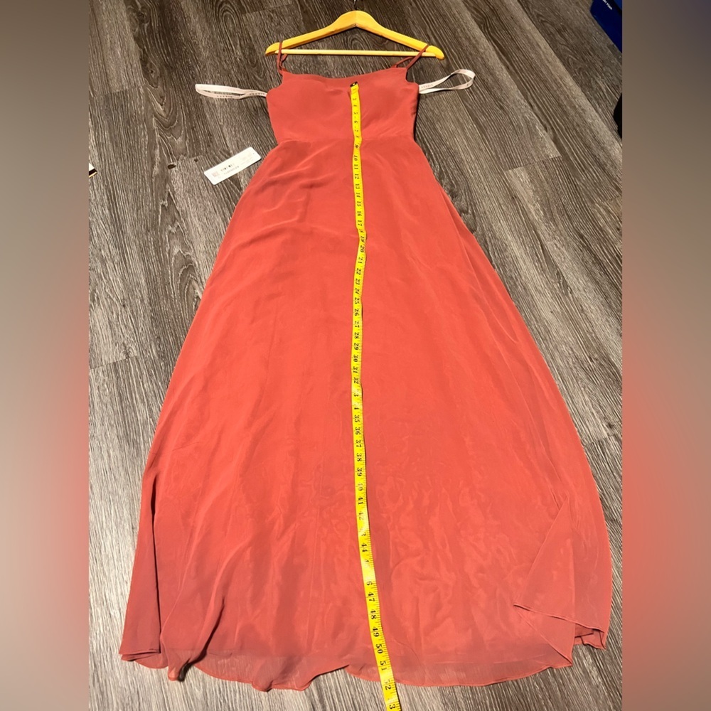 Azazie Orange Maxi Dress Spaghetti Strap Sundress - Picture 9 of 10